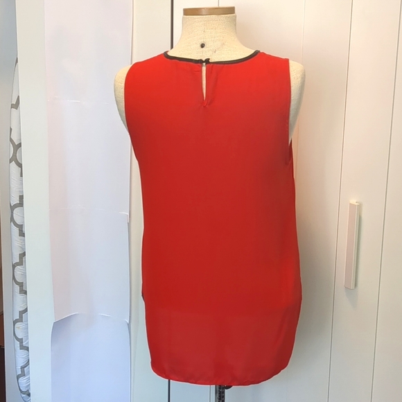Red with Black Faux Leather Trim Tank Top by Twik by Simons - Picture 3 of 11